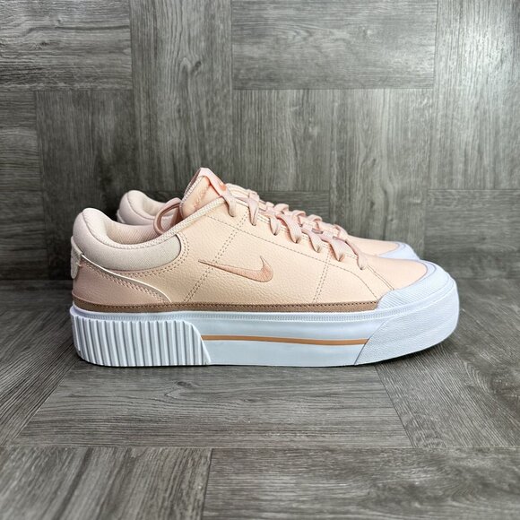 Nike Court Legacy Women's size 8.5 Washed Coral Leather Casual Platform Shoes - Picture 1 of 8